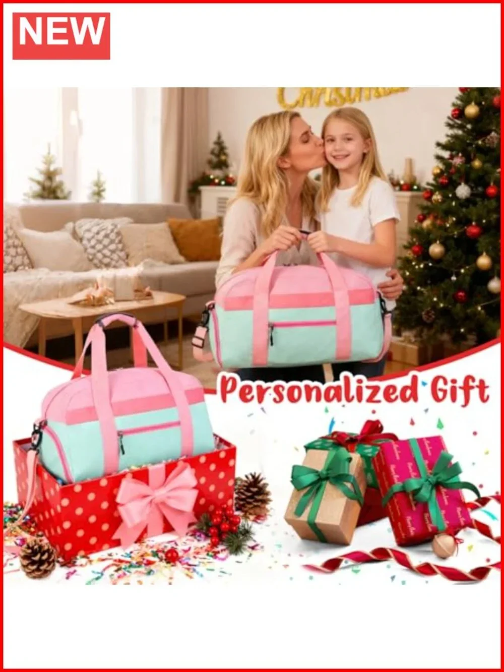 Travel Duffle Bag with Wet Pocket & Shoe Compartment, Trolley Sleeve